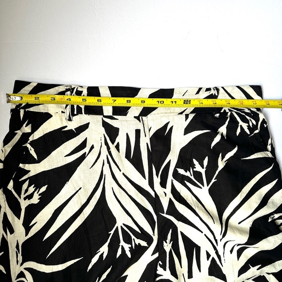 Rachel Zoe Wide Leg Cropped Linen Pants Women’s Size XL Black and White Tropical - Picture 4 of 10